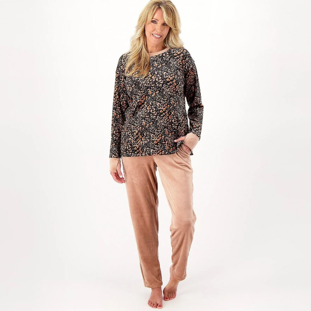 NWOT Cuddl Duds Pajama Set - Taupe/Floral Animal Print- 2X or 3X